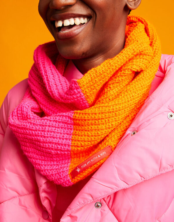 Make your own orange and pink snood Wildwood Cornwall