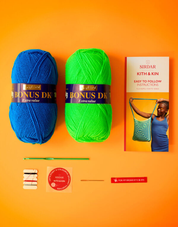 bright shoulder bag crochet DIY kit Wildwood Cornwall