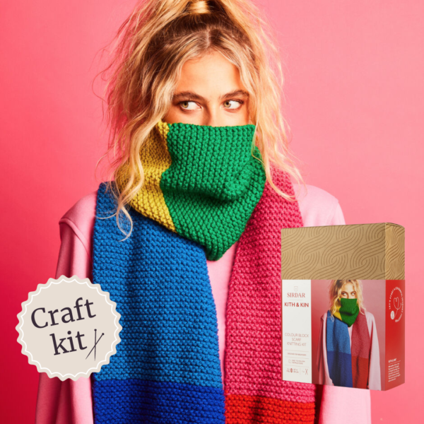 colour block knitting scarf kit Wildwood Cornwall