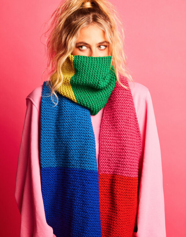 colour block scarf knitting kit gift set Wildwood Cornwall