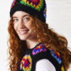 black rainbow beanie hat granny square crochet Wildwood Cornwall