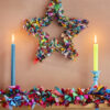 Recycled sari christmas star wreath Wildwood cornwall