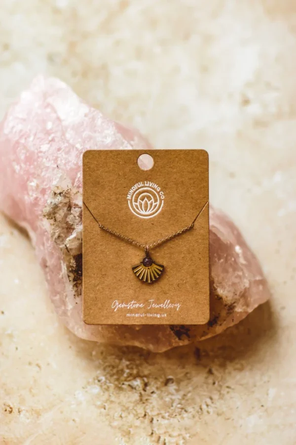 amethyst gold plated fan necklace wildwood cornwall
