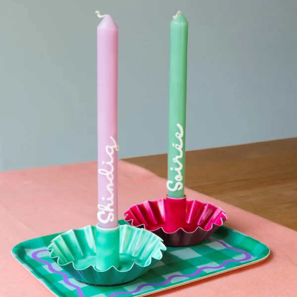 green scalloped candlestick holder Wildwood cornwall