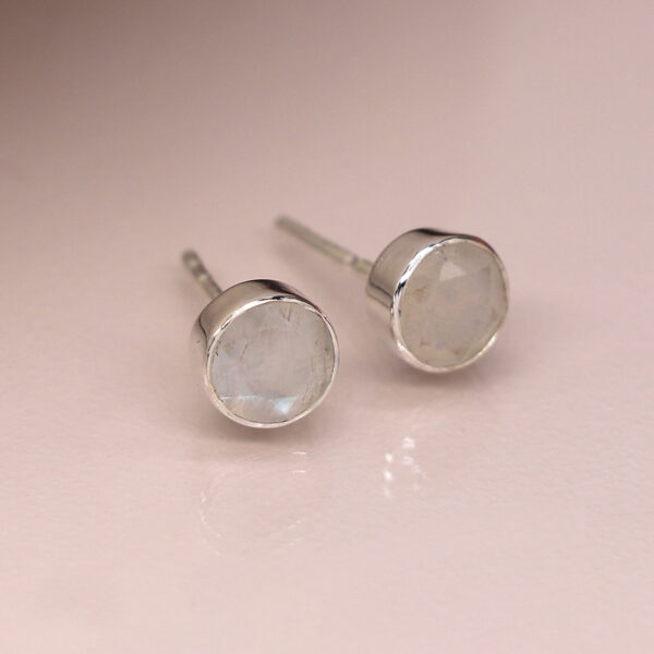 sterling silver faceted moonstone stud earrings wildwood cornwall