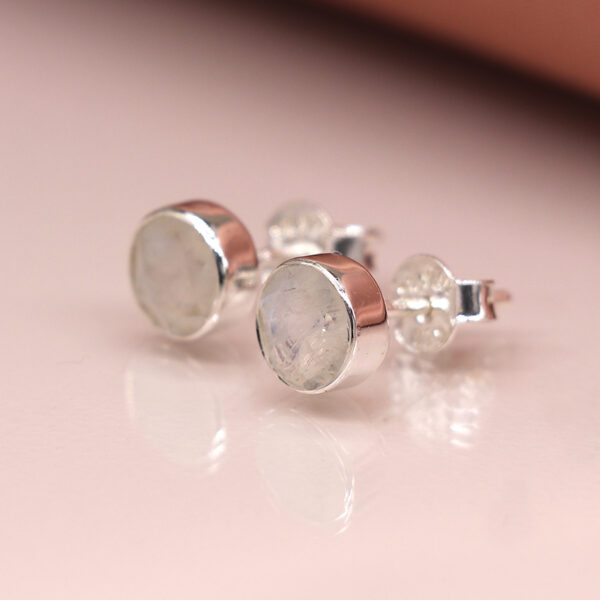 sterling silver stud earrings faceted moonstone wildwood cornwall