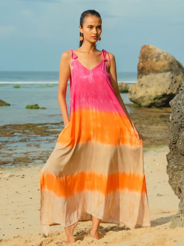 Pink orange ombre strappy summer dress wildwood cornwall