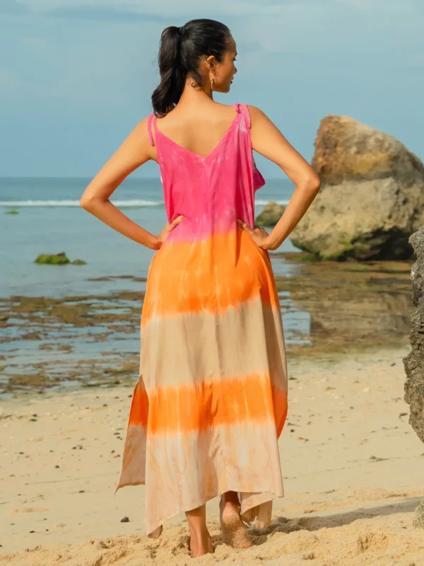 Pink orange ombre summer strappy maxi dress wildwood cornwall
