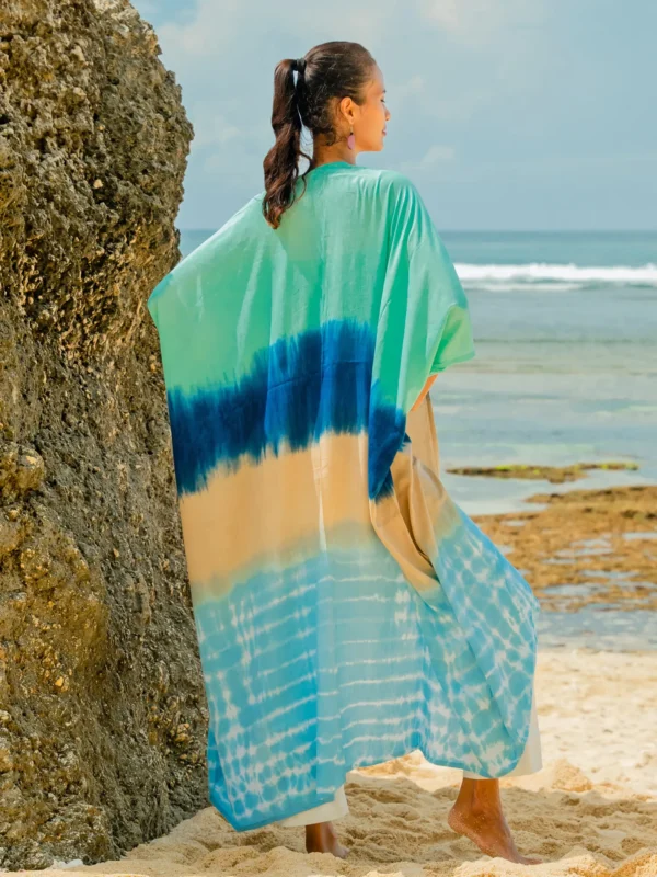 blue ombre tie dye long summer kimono wildwood cornwall