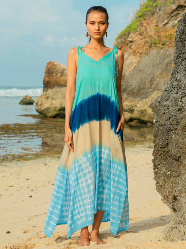 blue ombre tie dye maxi dress wildwood cornwall