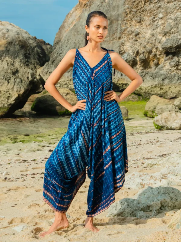 blue tie dye long playsuit wildwood cornwall