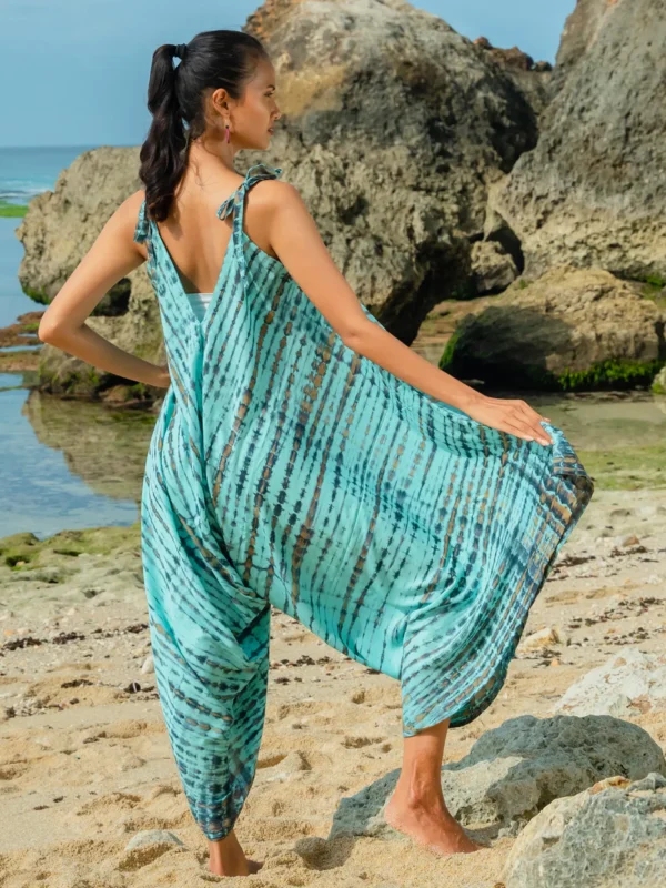 mint green blue tie dye long summer jumpsuit wildwood cornwall