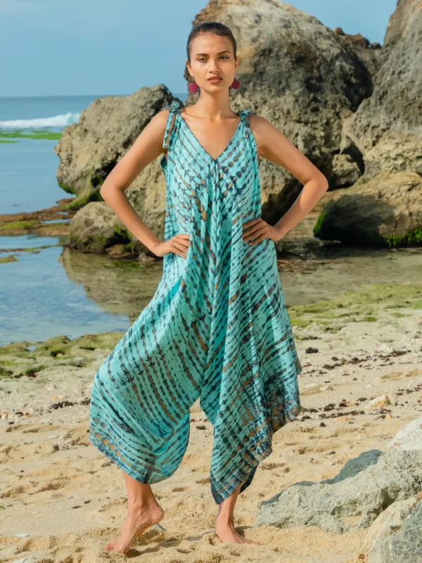 mint green tie dye summer jumpsuit wildwood cornwall