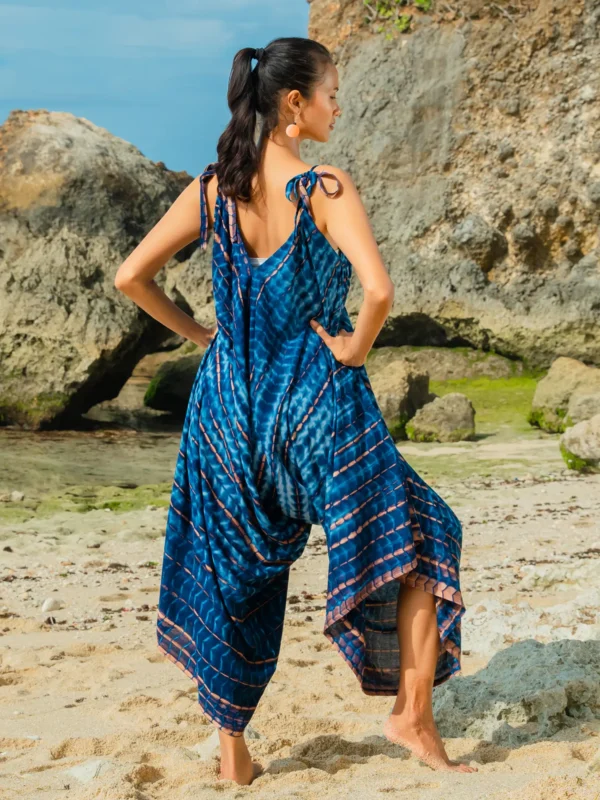 tie dye blue bali jumpsuit strappy summer wildwood cornwall