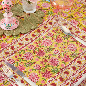 Sanganeri yellow floral indian placemats wildwood cornwall