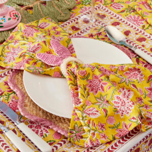 yellow floral indian cotton napkins wildwood cornwall