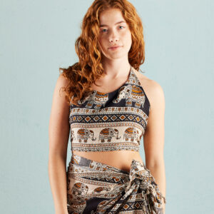 black elephant print halterneck top wildwood cornwall