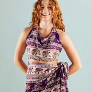 purple elephant print halter neck top wildwood cornwall