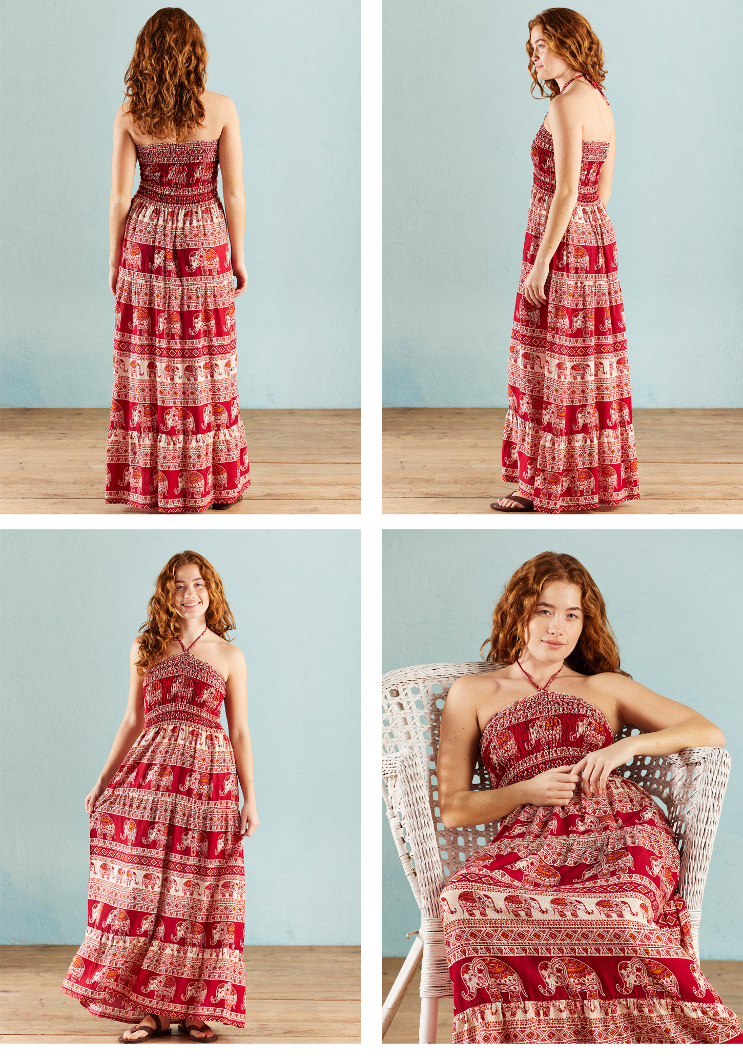 red elephant print halter neck dress wildwood cornwall