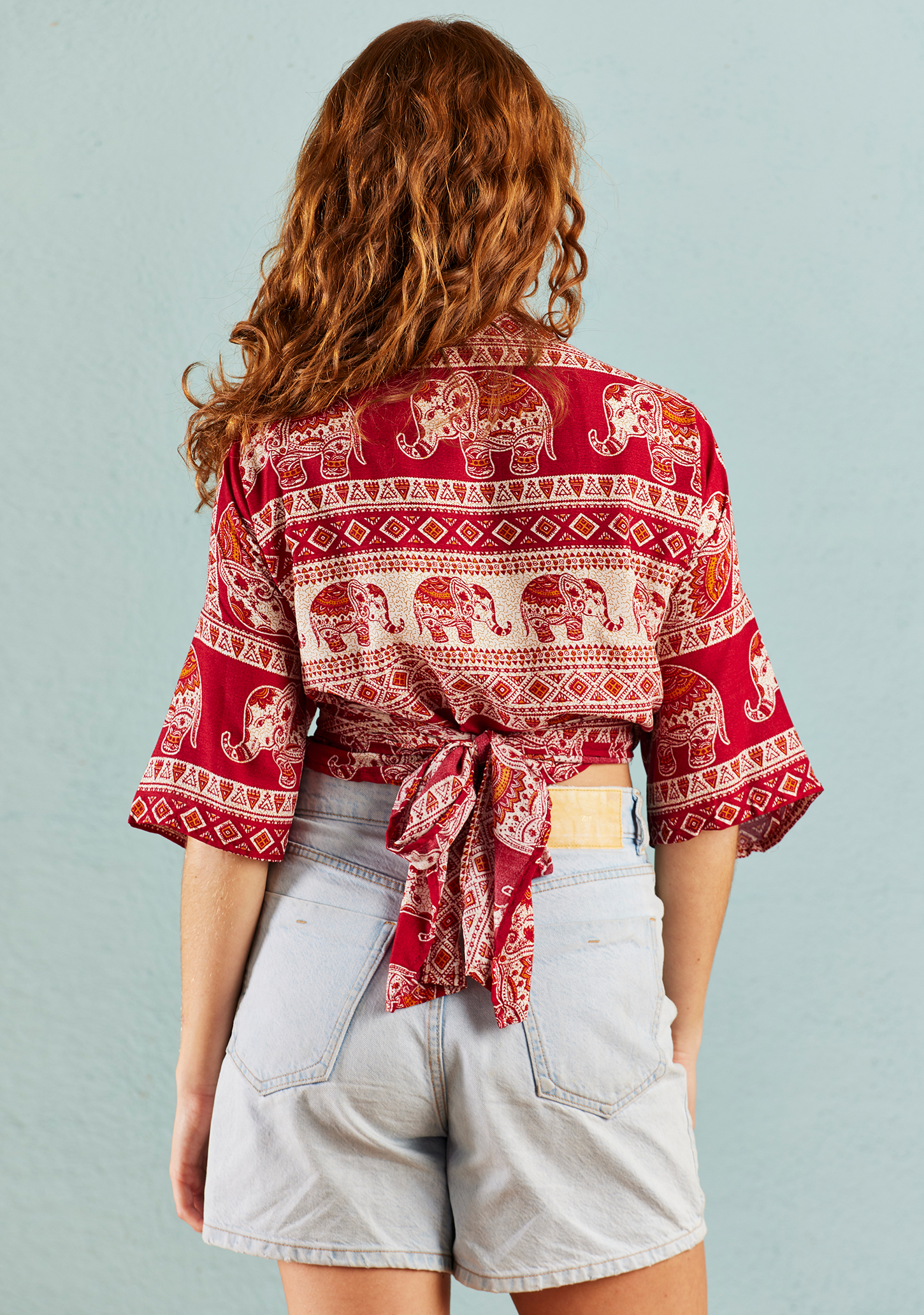 red elephant print wrap tie top wildwood cornwall